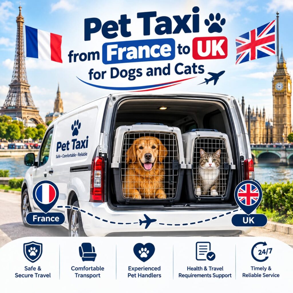 Pet Taxi from France to UK for Dogs and Cats