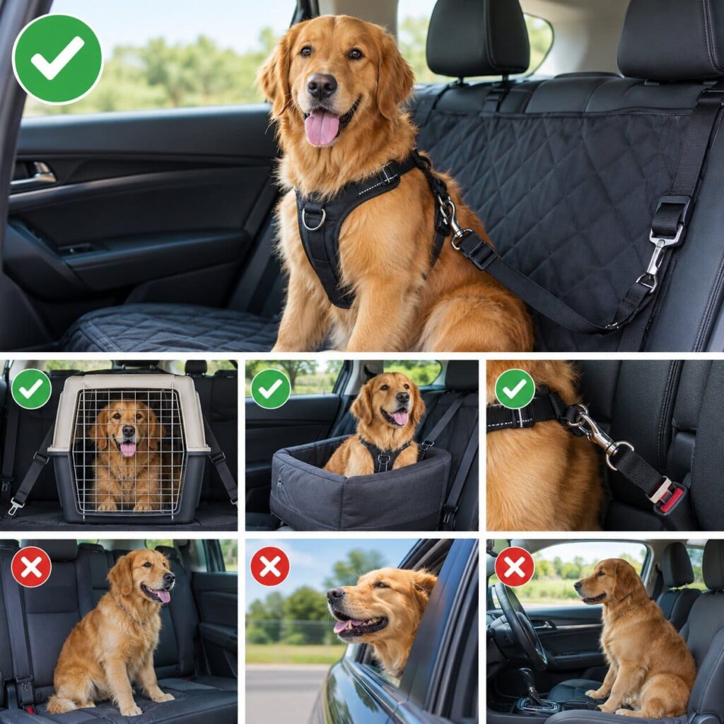 how to safely transport a dog in a car